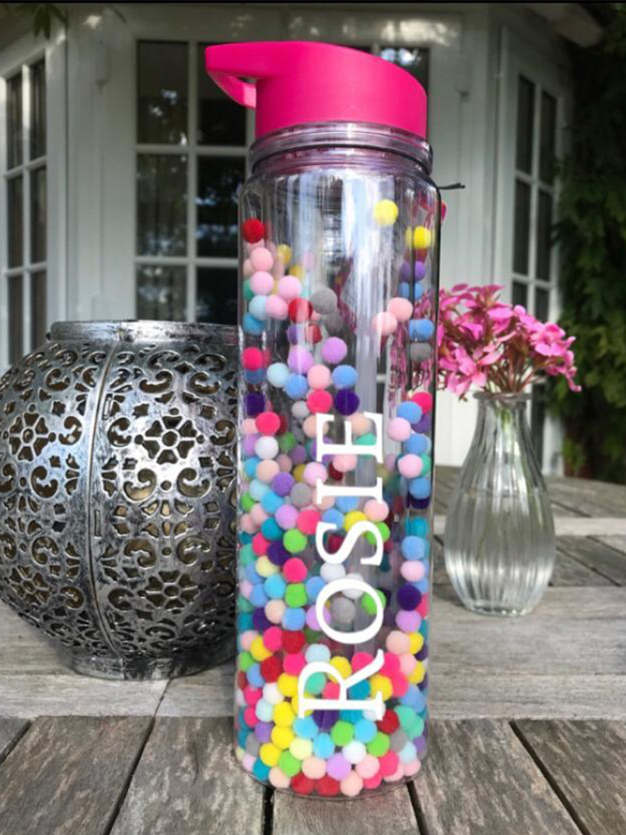 Pom Pom Water Bottle | Personalised Back To School Gifts